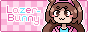 A button for the neocities site Lazer-Bunny
