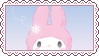 A stamp of the Sanrio character My Melody watching a snowflake