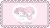 A stamp of the Sanrio characters My Sweet Piano and My Melody in sailor costumes