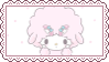 A stamp of the Sanrio character My Sweet Piano wearing My Melody clips in her hair